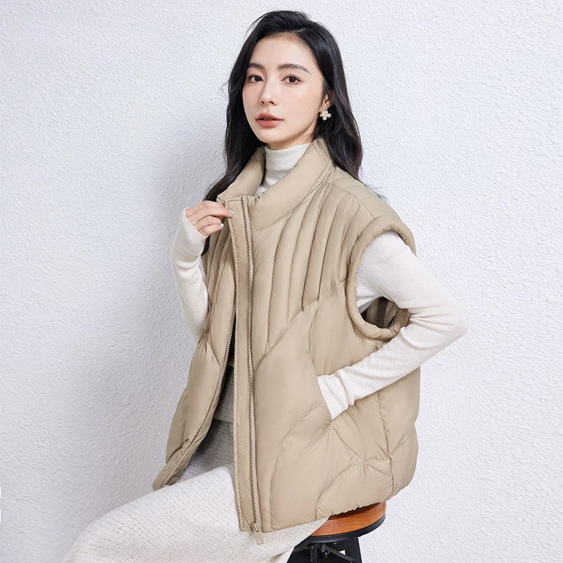 

Women's Vest 2025 New Fashion Sleeveless Jacket Stand Collar Casual Cotton Waistcoat Versatile Top
