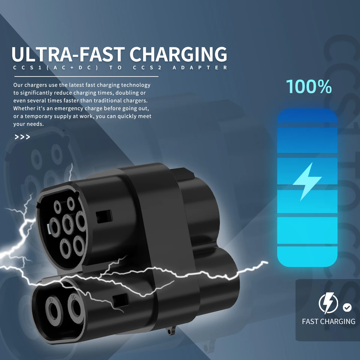 Convertidor de adaptador CCS1 a CCS2 EV, 250kw adaptador combinado de CC, CA 8kW para coche hecho en la UE utilizado en estación CCS1 y Tipo 1