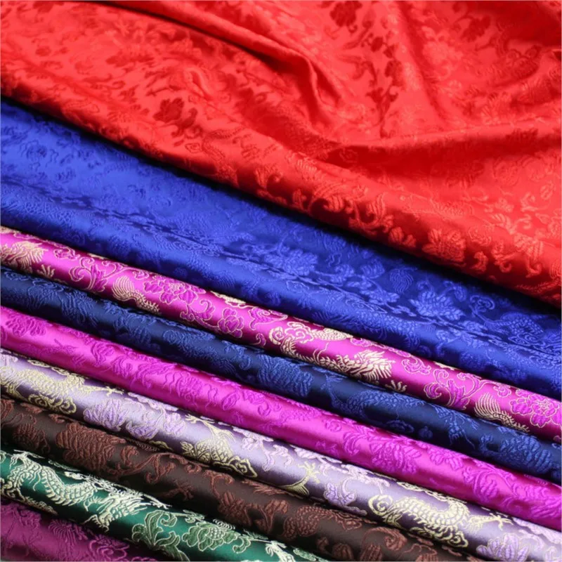 中国風チャイナドレス織りシルクサテン手巻き生地ジャカード織り