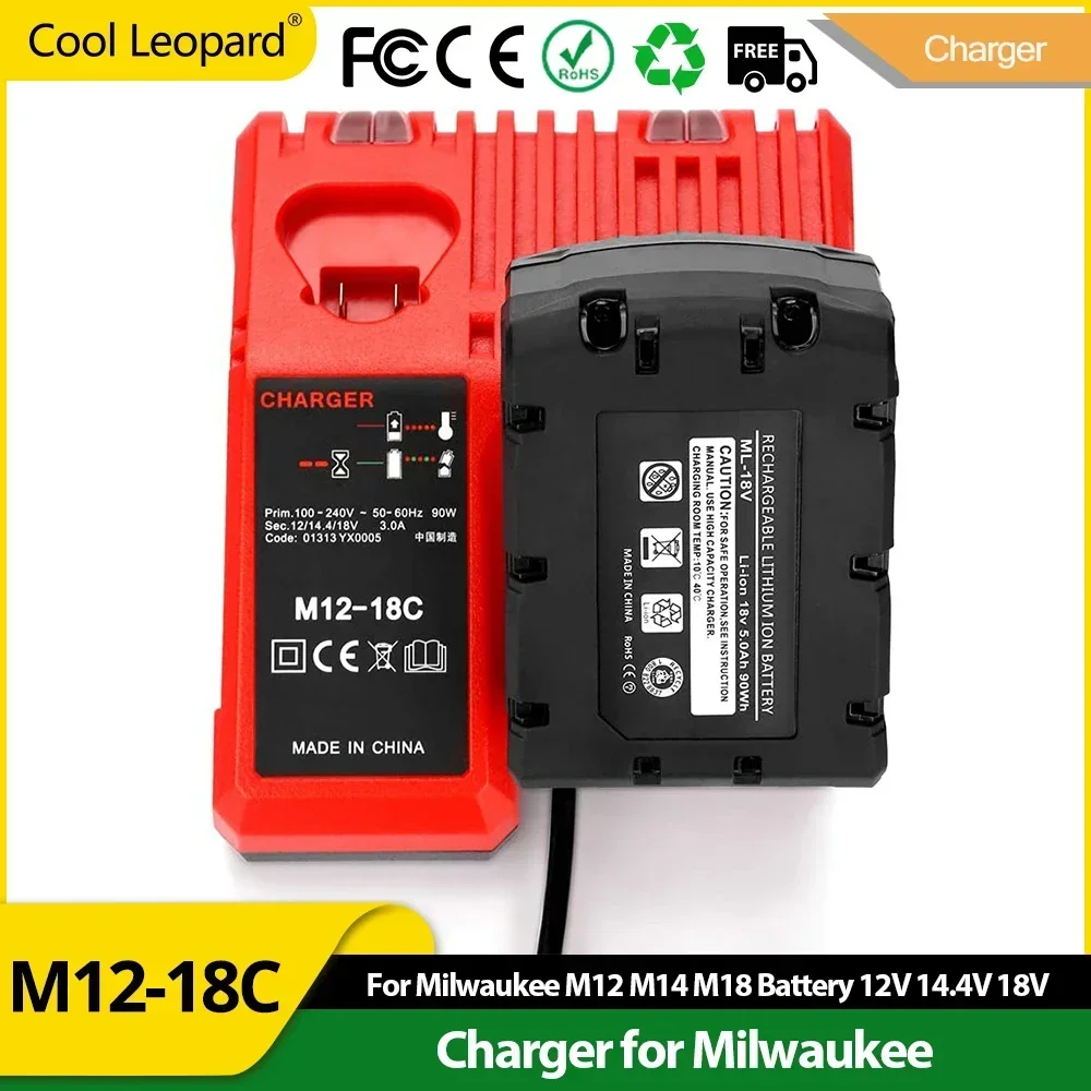 

for Milwaukee Professional M12-18C Li-ion Battery Charger 12 V 14.4V 18V C1418C 48-11-1815/1828/1840 M18 M14 M12 Lithium Battery