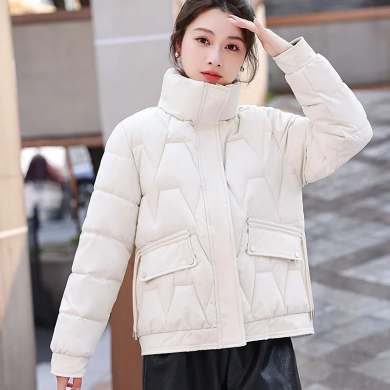 Jaqueta de algodão acolchoada solta feminina, casaco sólido feminino, puffer parkas grosso e quente, outwear de neve, novo, inverno, 2022