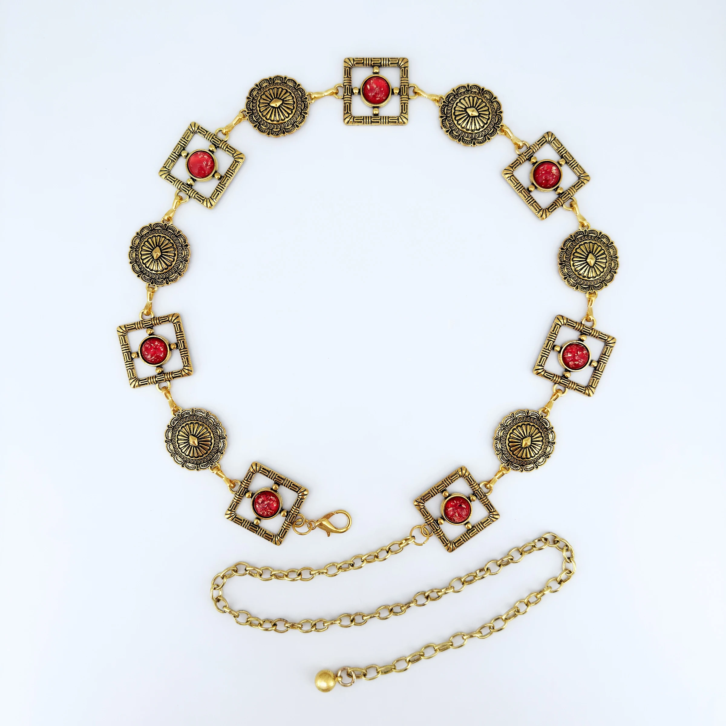 1 Stück Taillenkette im Bohemian-Stil mit bunten Punkten und geometrischem Hohlmuster aus Zinklegierung für Damen, einzigartiges Kleidungsaccessoire mit High-End-Feeling – Detail 13
