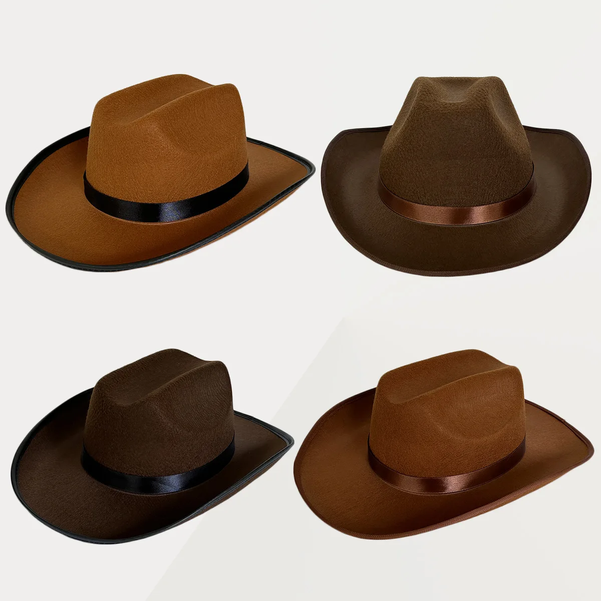 

European, American and Western Cowboy Jazz Hat, Men's and Women's Retro Polyester Fiber Wool, Big Eaves