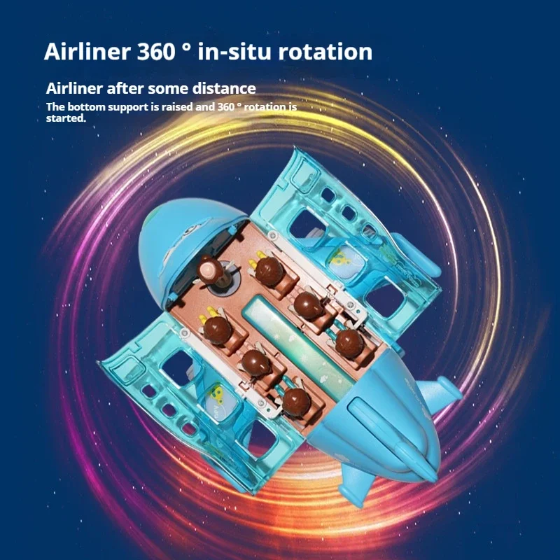 360도 회전 전동 비행기 모델, 범프 앤 고 액션, 음악 및 조명, 어린이 교육용 장난감, 생일 선물