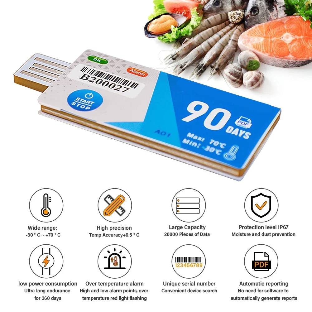FULL-90 дней USB-интерфейс регистратор температуры регистратор данных для складского хранения холодильного транспортного средства