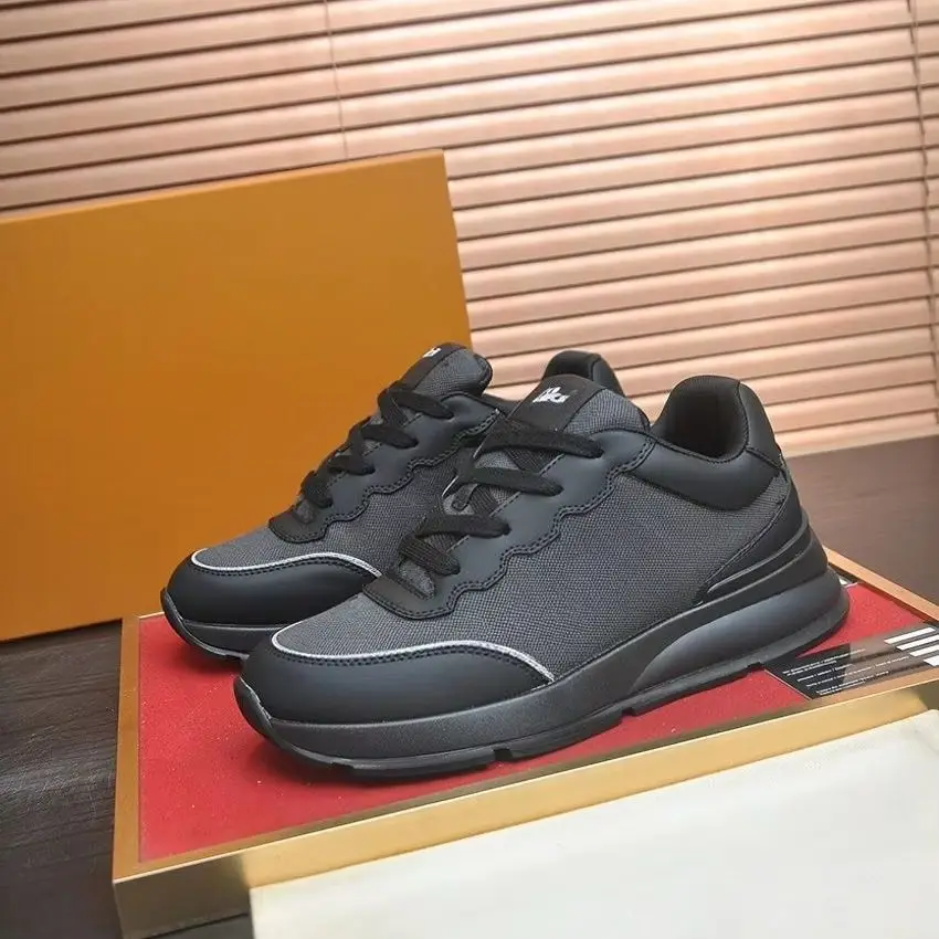Unisex All Black Mesh Faux Leather Retro Sneakers Men Women Low Top Casual Walking Shoes Sport Footwear