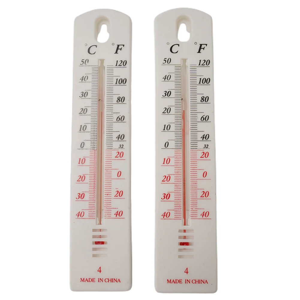 Brand New Wall Thermometer Temperature Mounted 195mm X 40mm X 6mm 2PCS Accurate Garden Greenhouse Indoor Outdoor Kerosene Filled