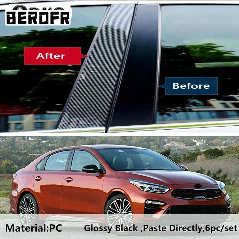

6pcs/Set Car Window B C Pillars Posts Molding Trim Fit For Kia Forte Sedan/Hatcback 2019-2023