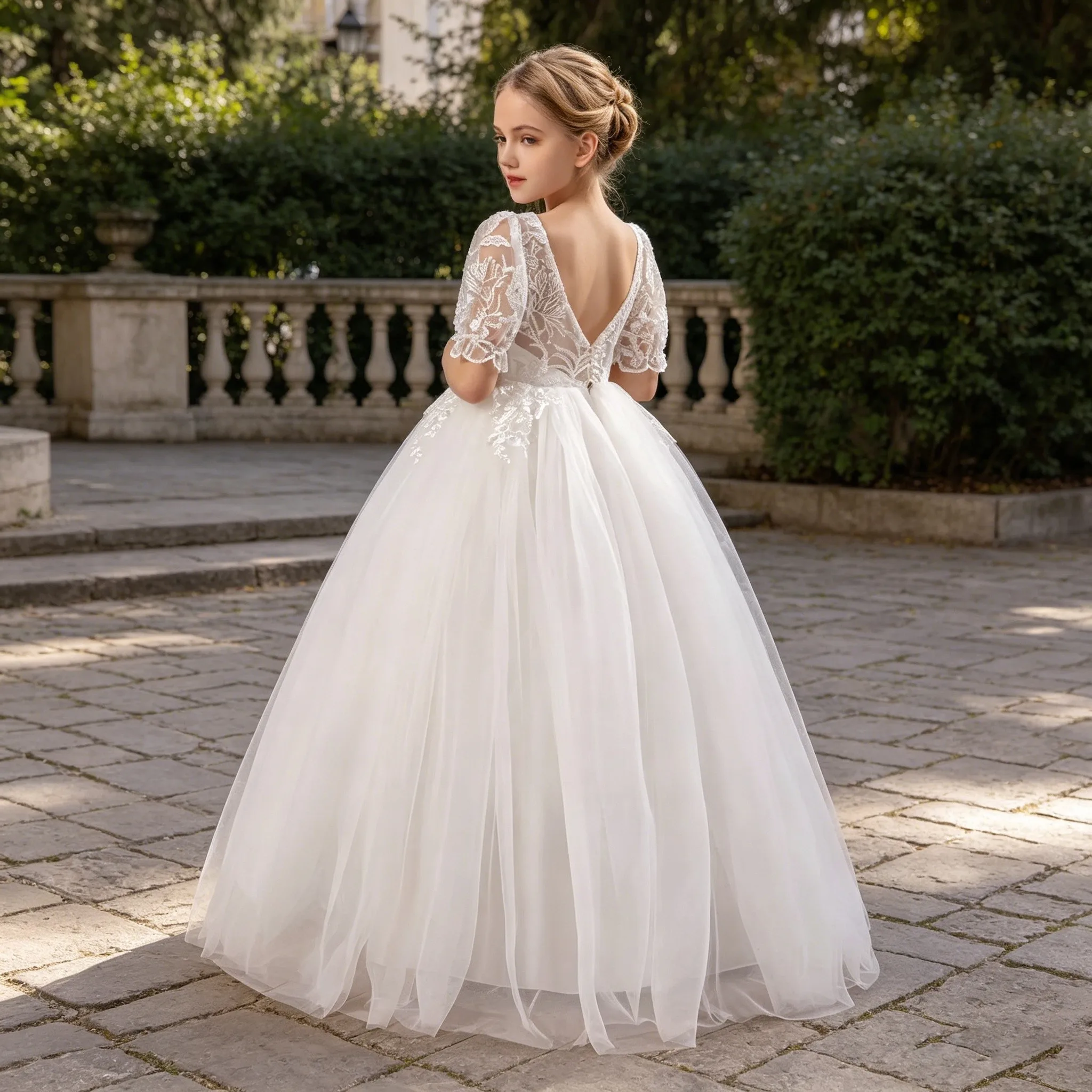 teens Elegant Baptism Wedding Girls backless dress First Communion Party Princess Dresses for Girl Bridesmaids Evening Long Gown