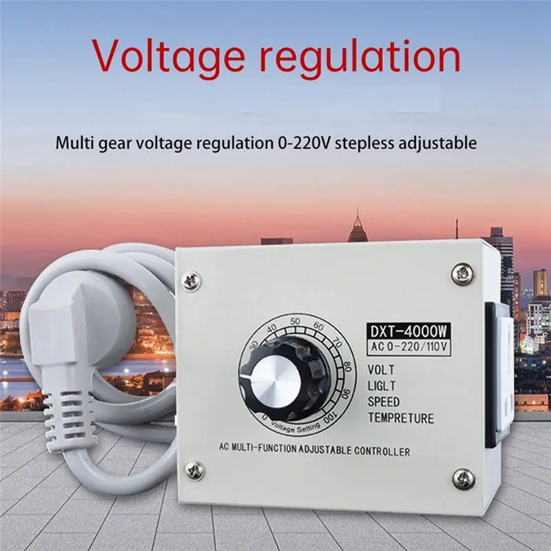 RABIT AS59~ 4000W SCR Adjustable Voltage Regulator AC 110V - Dimmer, Speed, Temperature Controller With Metal Casing US Plug