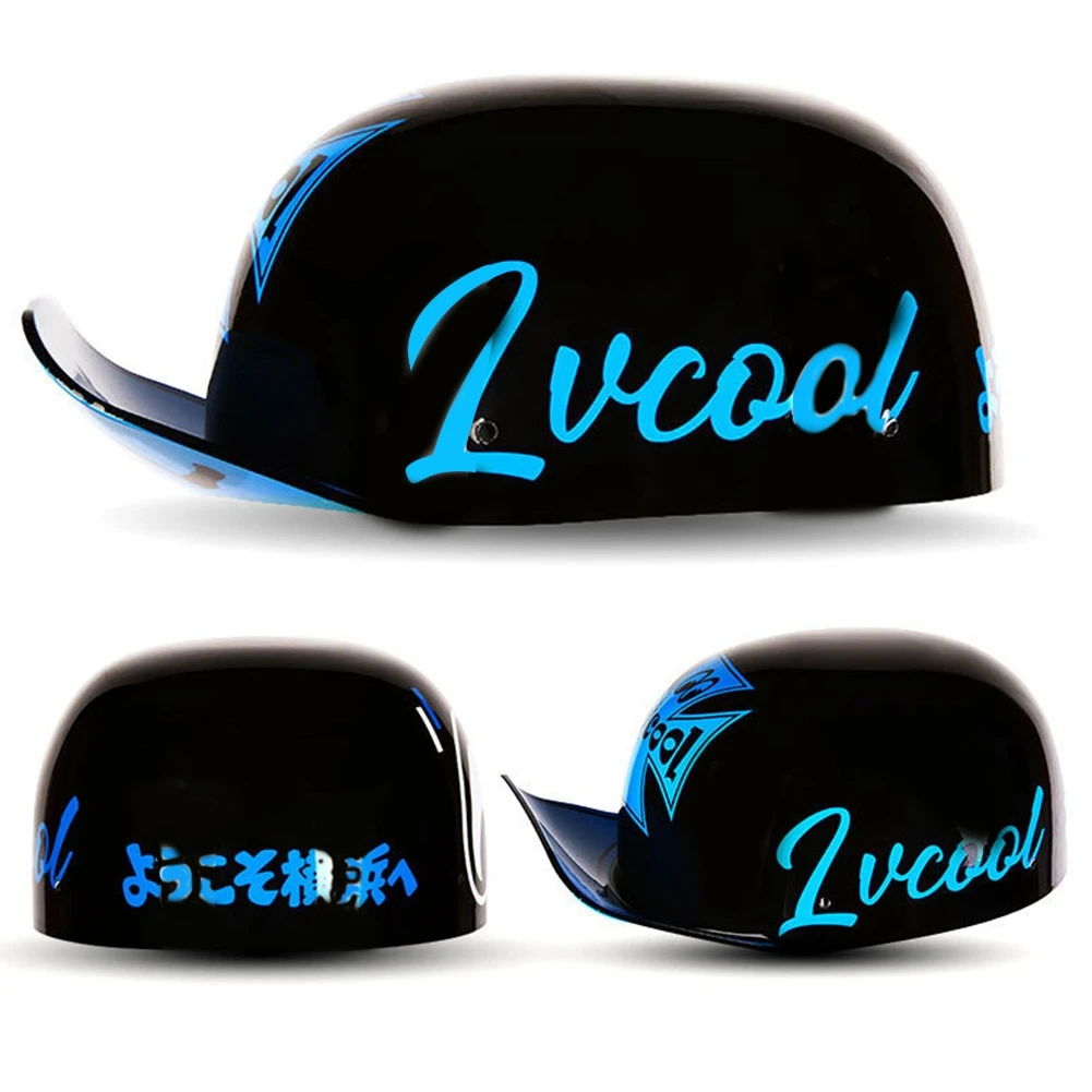 LVCOOL 2023 Baseball Cap Helmet Motorcycle Helmets Summer Open Face Scooter for Cruiser Chopper Gangster Men Women B