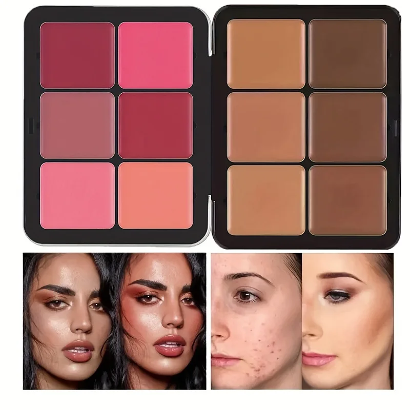 

12-color iron box blusher plate a box of multi-color matte multi-color concealer cream blush easy to color