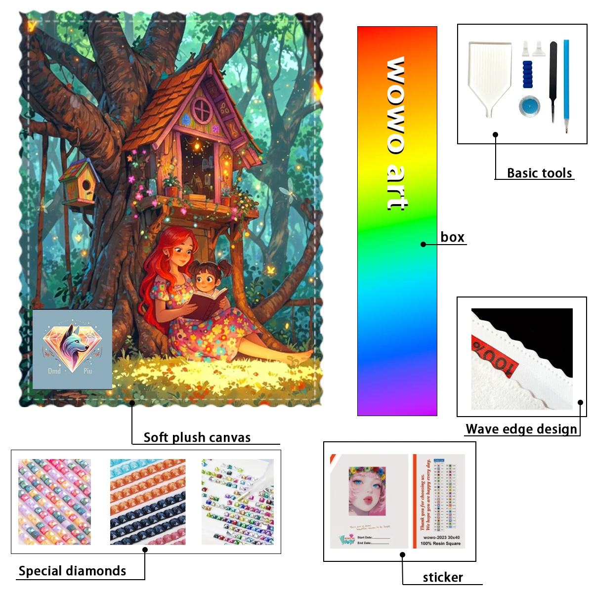 

【Piu Diamond Art】The cottage and the girl reading book 100% resin FD+ab+cr Diamond Stamping Kit Perfect Masterpiece worth Buyi