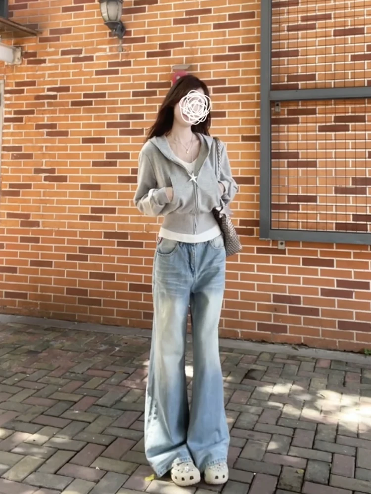 Ey com capuz ort moletom jaet feminino outono inverno 2025 novo ajuste fino cintura cinched aberto cardigan zíper topo