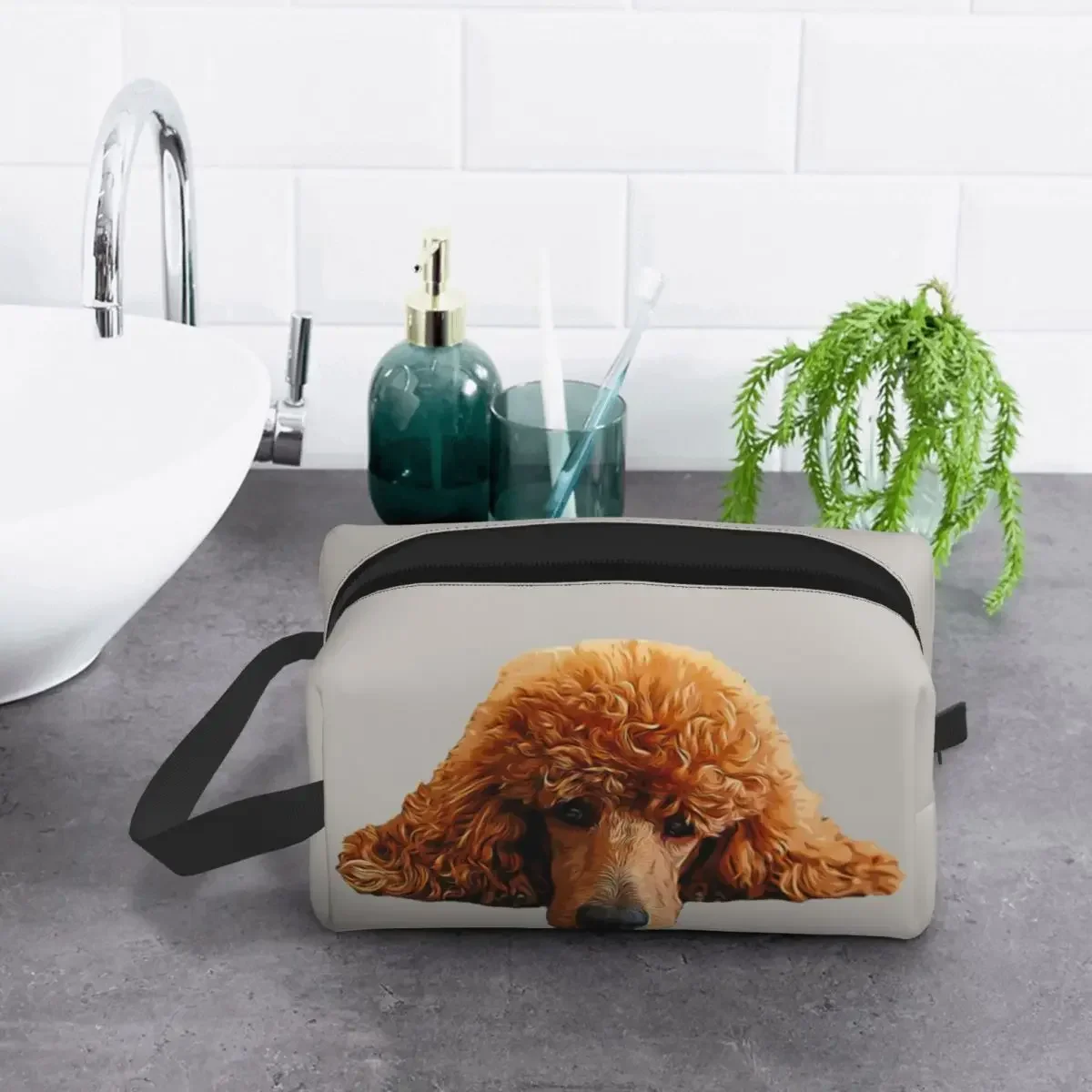 Custom Kawaii Poodle Head Toiletry Bag for Women Cute Puppy Dog Makeup Cosmetic Organizer Ladies Beauty Storage Dopp Kit Case image 6