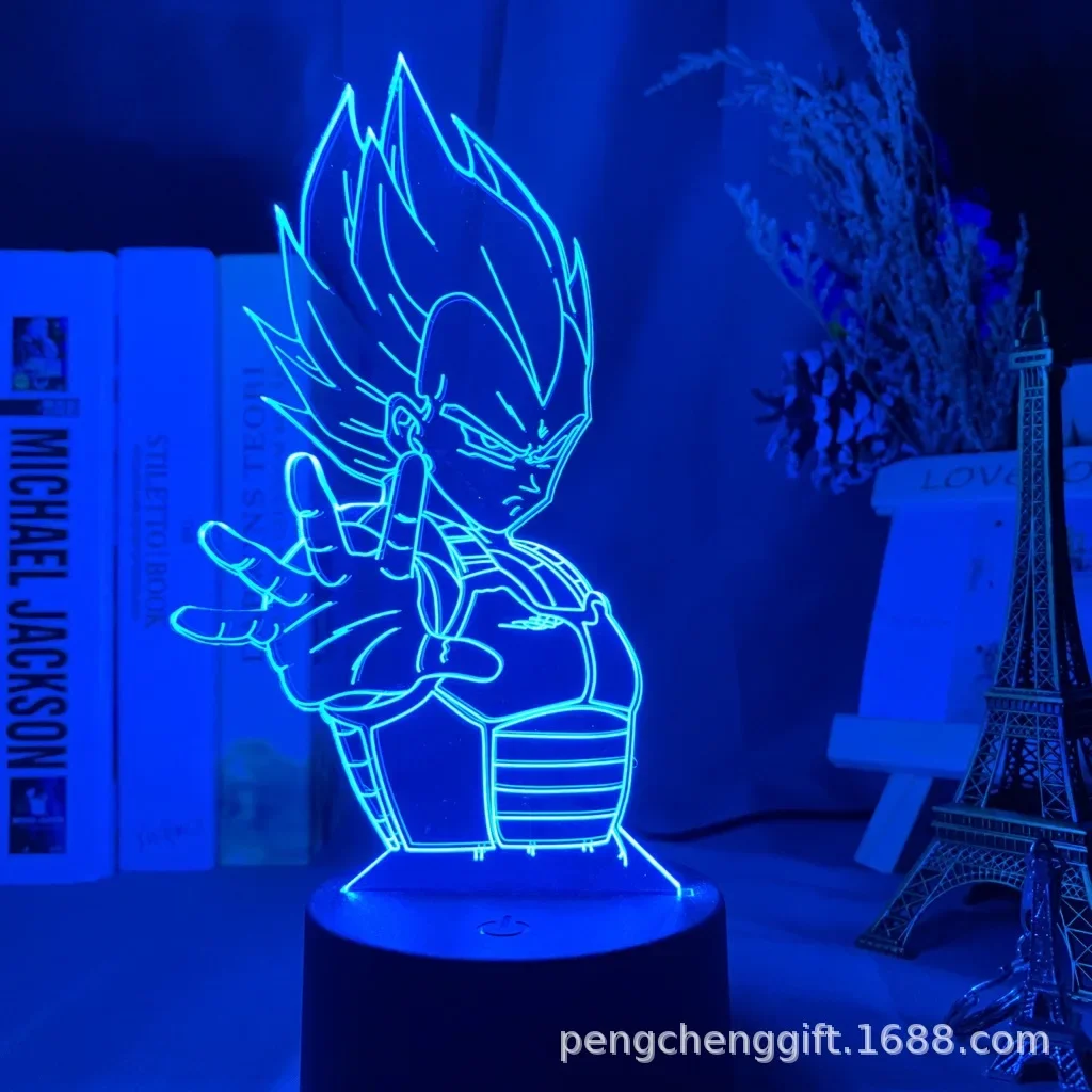 Japanese Anime Figure Dragon Ball Z 3D Lamp Son Goku Gohan Vegeta Broly Frieza Action Figuras LED Night Light Kids Manga Gift