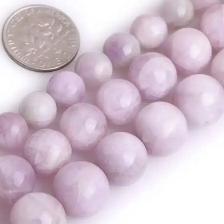 

Natural Stone Purple Spodumene / Kunzite Purple Stone Round Beads For Jewelry Making Strand 15" DIY Bracelet Necklace Loose Bead