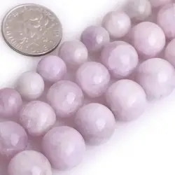 Natural Stone Purple Spodumene / Kunzite Purple Stone Round Beads For Jewelry Making Strand 15