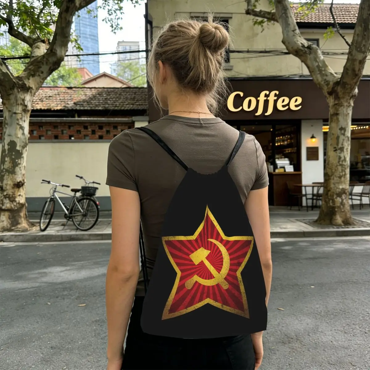 USSR Hammer And Sickle CCCP Russian Soviet Flag Backpacks Portable Drawstring Bundle Pocket Sports Bag Book Bags for Man Woman