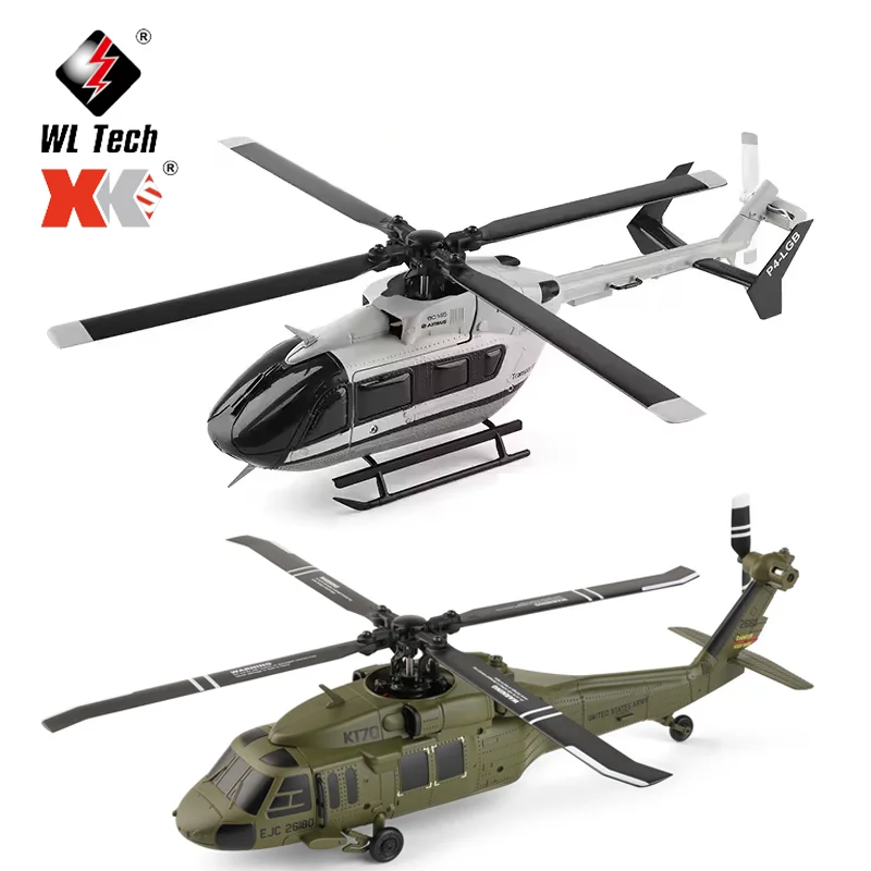 Wltoys 2025 K160/170 RC Helicopter Model Four-Way Brushless Motor Height Holding Simulation EC-145 Without Flaps Helicopter Toys