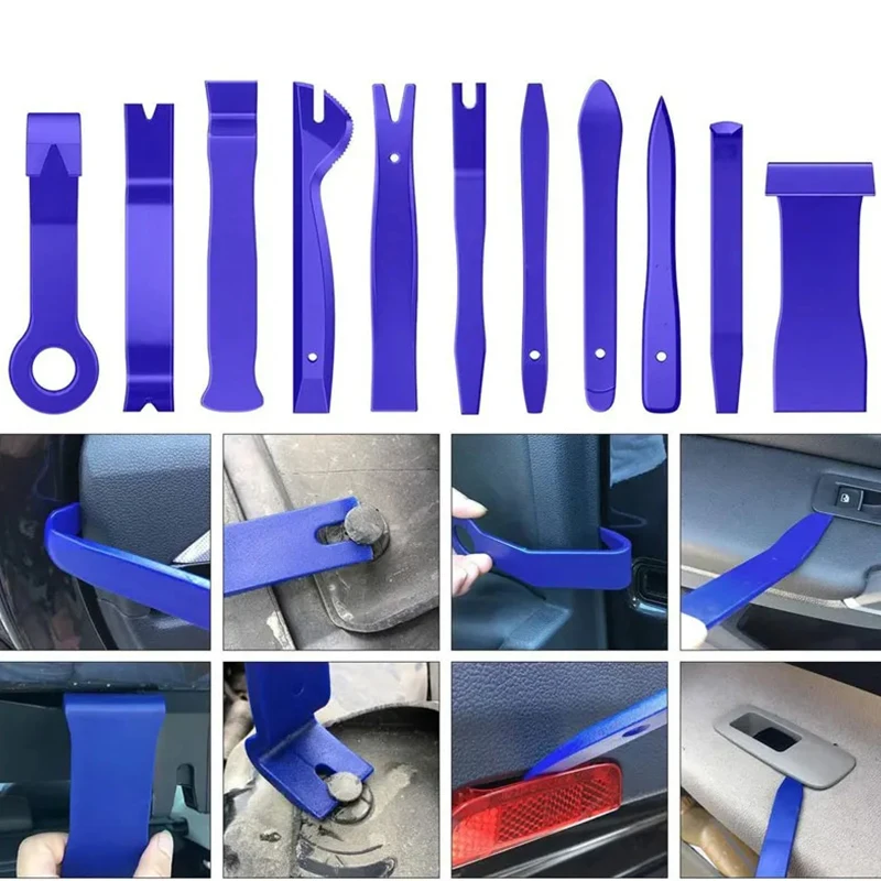 11Pcs Auto Trim Removal Tool Car Panel Door Audio Removal Tool Kit Auto Clip Pliers Fastener Remover Bag