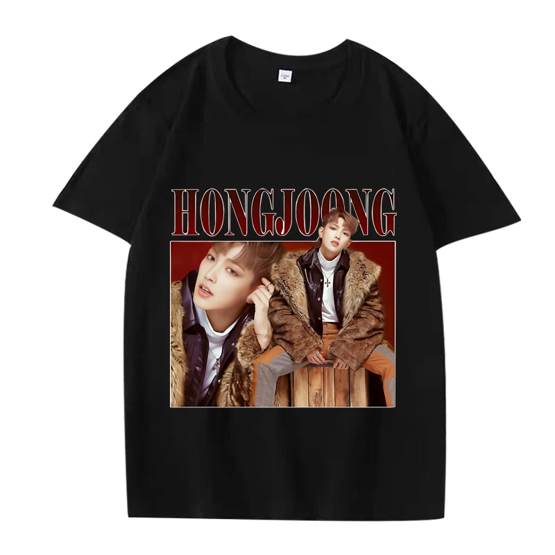 

ATEEZ HongJoong k-pop classic graphics T Shirt men ’s women Oversized 100% Cotton short sleeve Summer fashion print Unisex tops