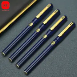 Glossy Dark Blue And Gold Clip 0.7mm Gel Pen, Smooth Writing, Comfortable Grip,Perfect For Business, Office, Or School Supplies