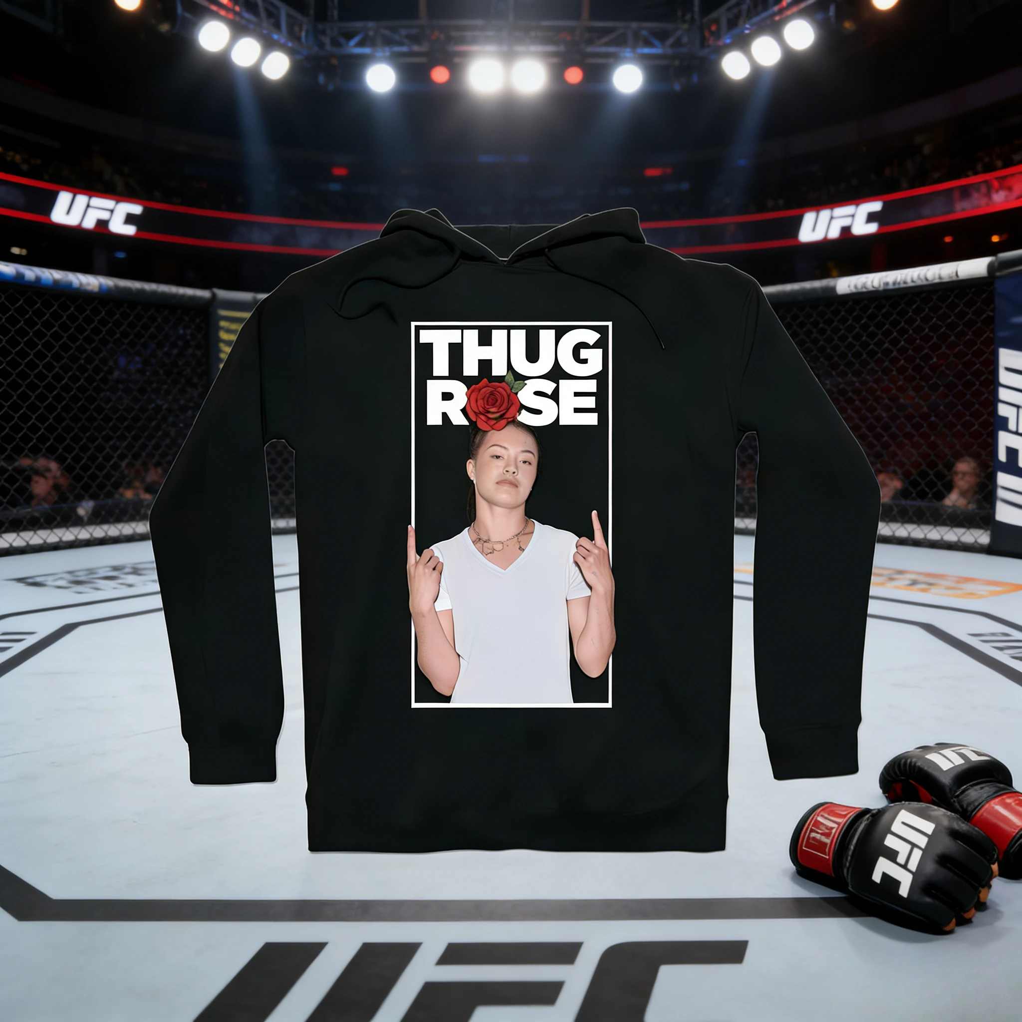 

Хлопковая дышащая толстовка с капюшоном UFC Ros Namajunas 2026 (осень/зима) с принтом, унисекс