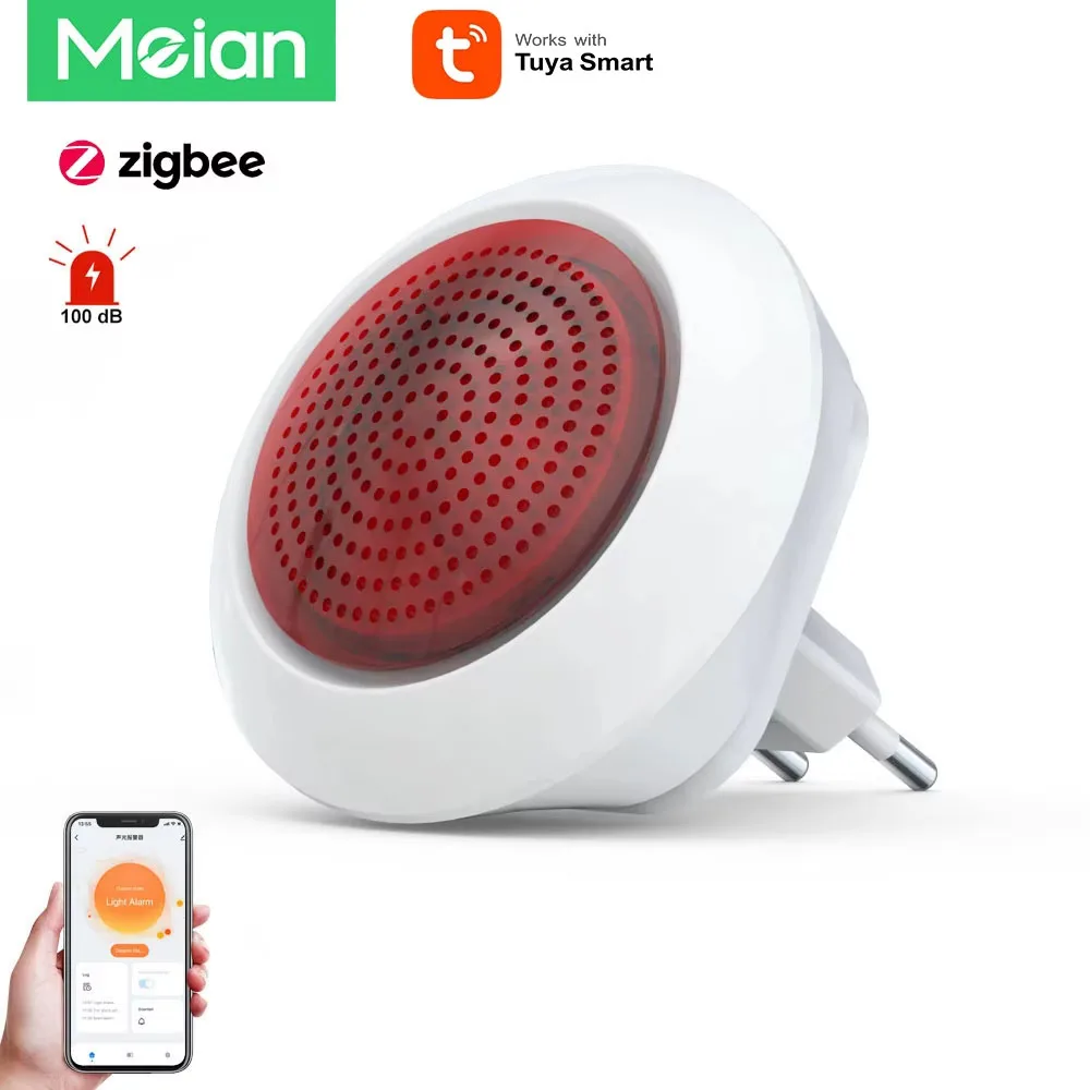 Meian 100dB Siren Alarm Tuya Zigbee Wireless Sound Flash Alarma Sirena Linkage Security Protection Control Via Smart Life APP