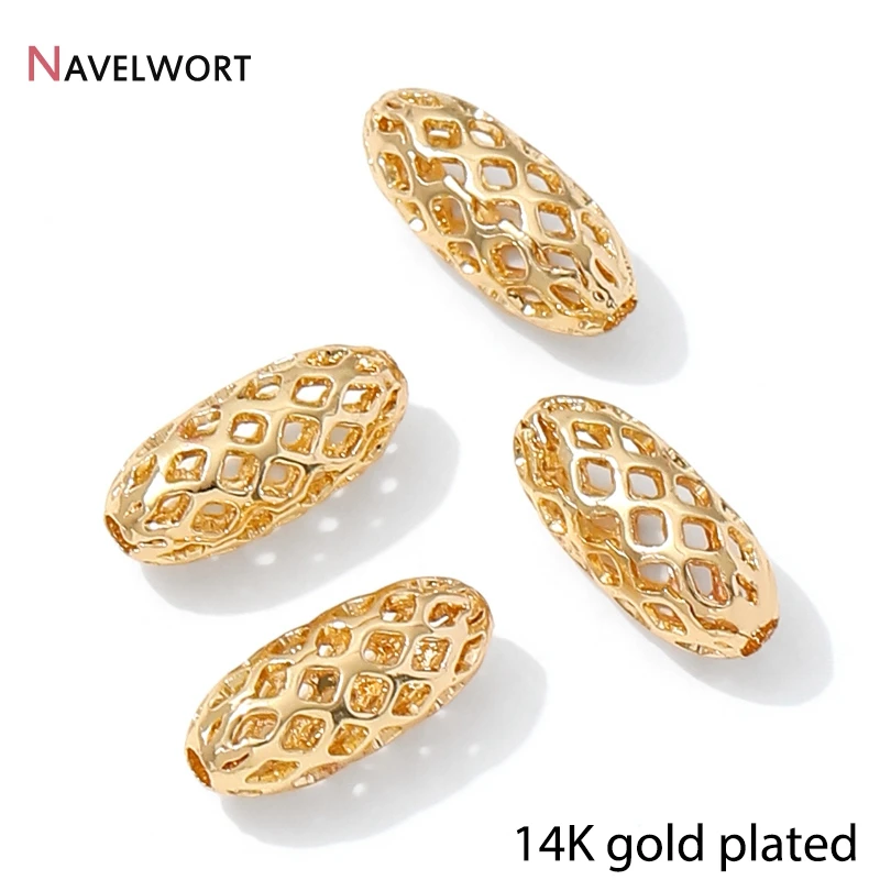 14K/18K Gold Plated Brass Metal Oval Spacer Beads,Beads Separator,For Bracelet Necklace Making Accessories DIY Jewelry Materials view 5