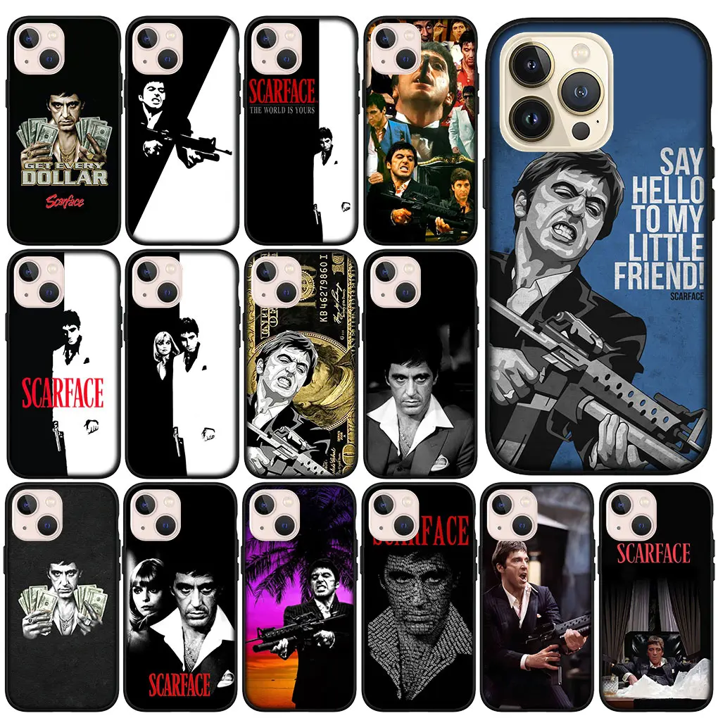 Scarfaces Al Pacino Tony Montana Phone Cover Casing for Apple iPhone 15 14 Plus 13 12 Mini Pro Max XR + 13Pro 14+ 15+ Soft Case