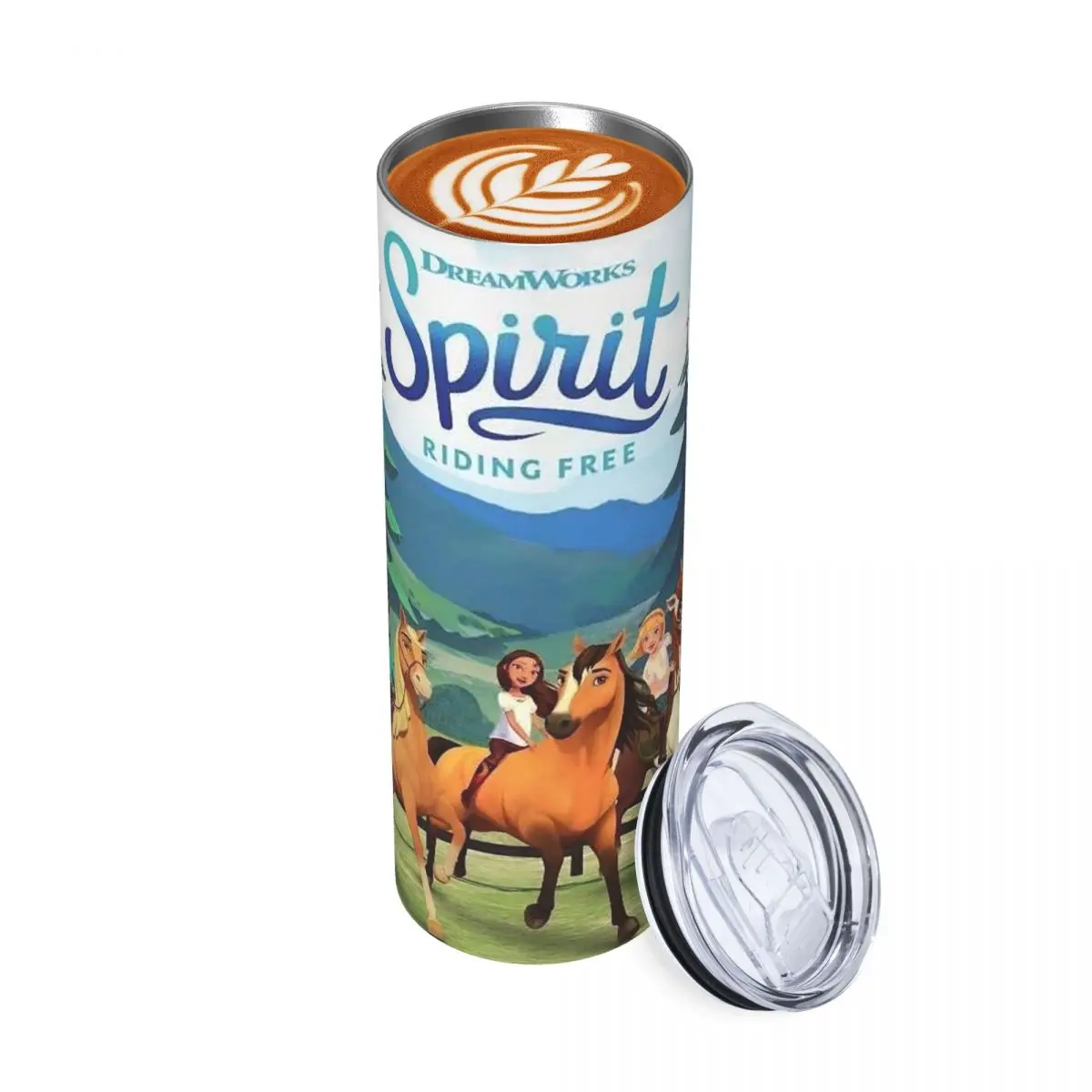 

Стакан из нержавеющей стали Spirit Riding Free, кружка с вакуумной изоляцией, термохолодная соломинка с крышкой, 20 унций