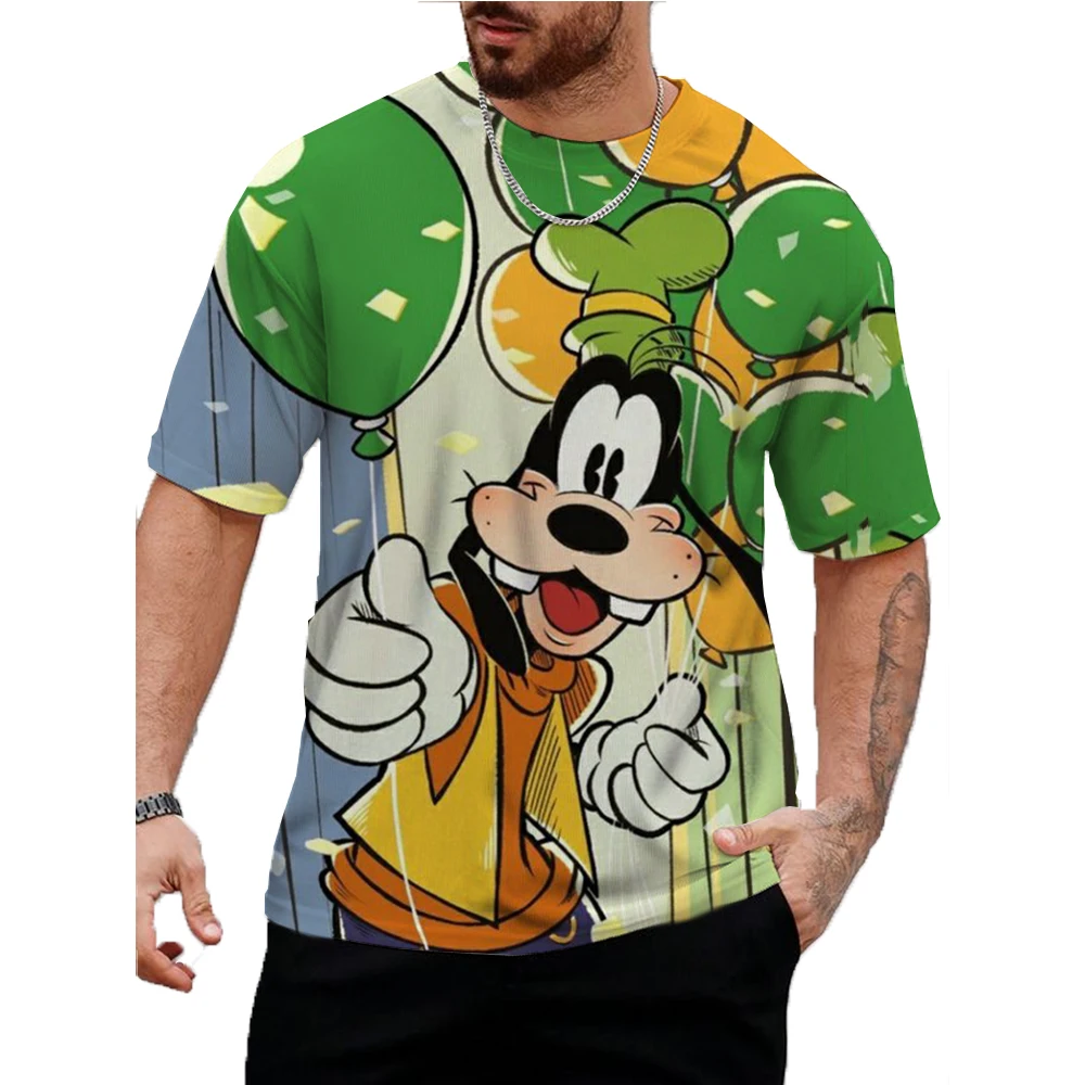 Men's Retro Disney Goofy Fun Print T-Shirt Personality Street Men's T-Shirt Fitness Oversized T-Shirt Outdoor Fashion Kids Tee