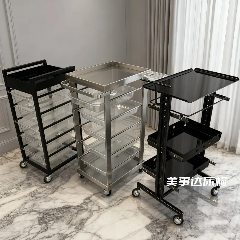 Stainless steel rack for hair salon, barber shop, barber shop storage, folding cart, tool cabinet display rack