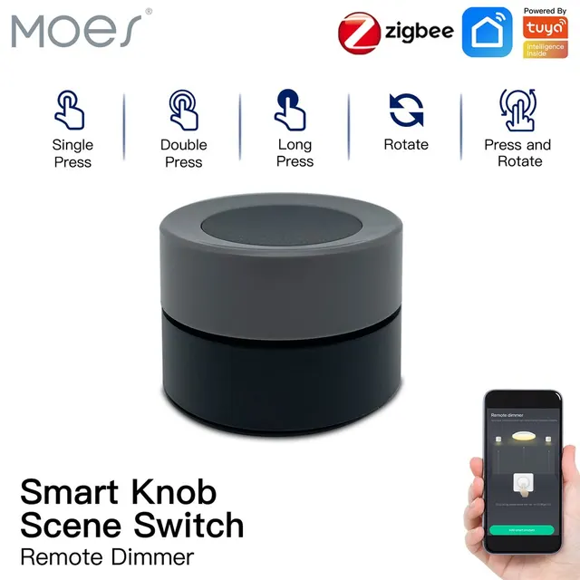 MOES Tuya ZigBee inteligentny przełącznik pokrętłowy bezprzewodowy przełącznik scen przycisk kontroler zasilany z baterii scenariusz automatyzacji inteligentna aplikacja Life