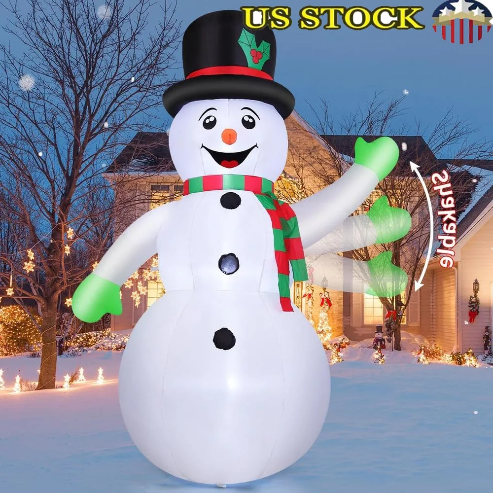 

7FT Inflatable Snowman with Waving Hand Outdoor Christmas Decoration Blow Up Yard Giant Cute Holiday Figures Welcoming Decor