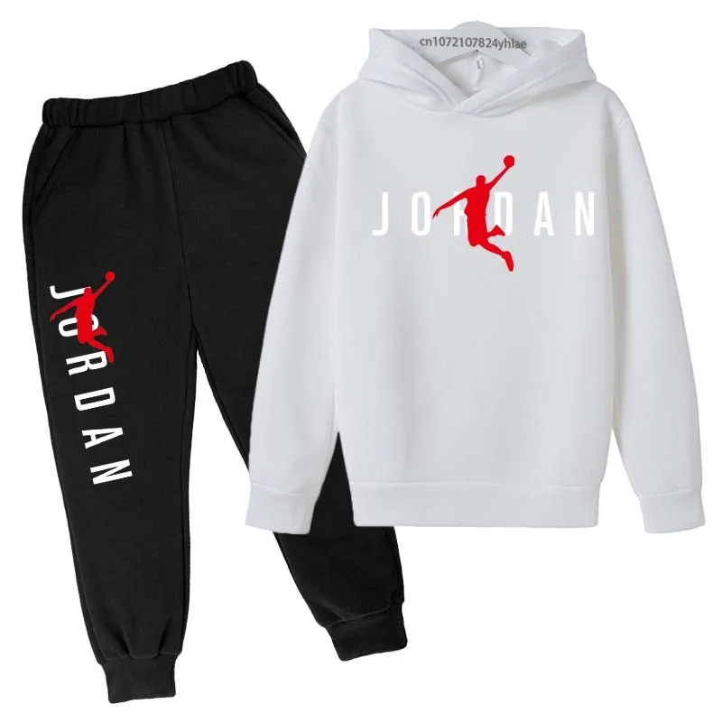 Anak-anak huruf cetak sederhana 2pcs Hoodie + celana tracksuit 3-13 tahun anak laki-laki perempuan musim semi musim gugur pakaian jalanan pakaian anak-anak