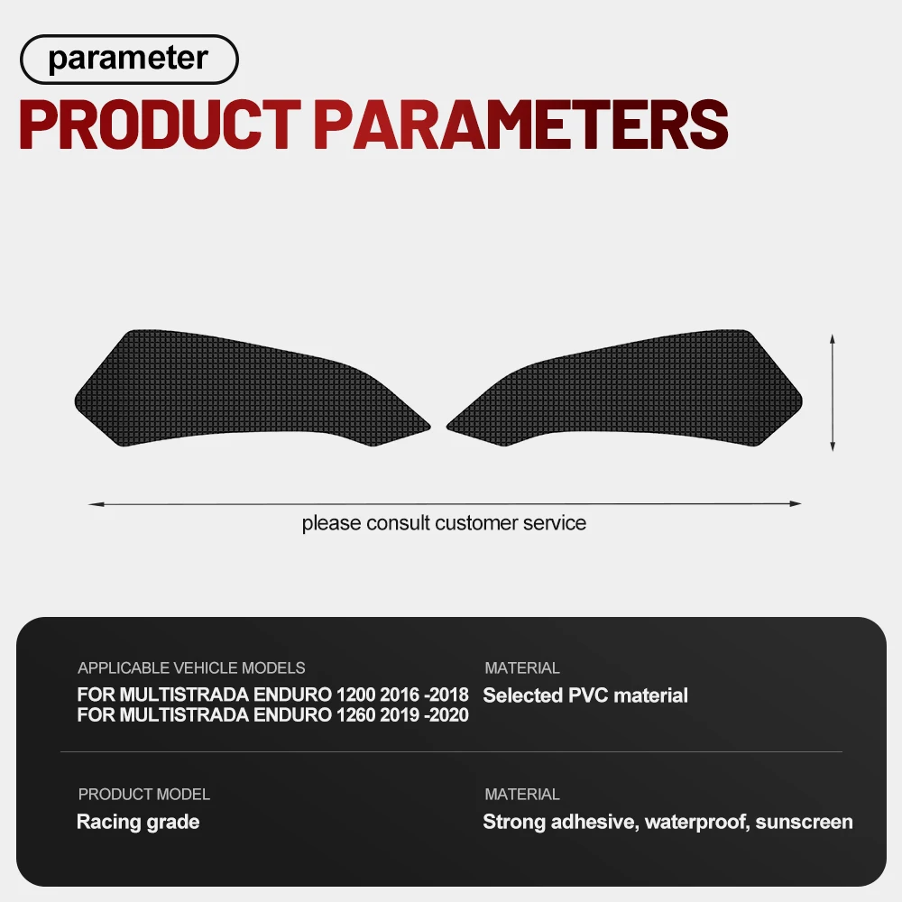Fit For Ducati Multistrada Enduro 1200 2016-2018 Silicone Anti-Slip Tank Traction Pad Side Grip Sticker Set