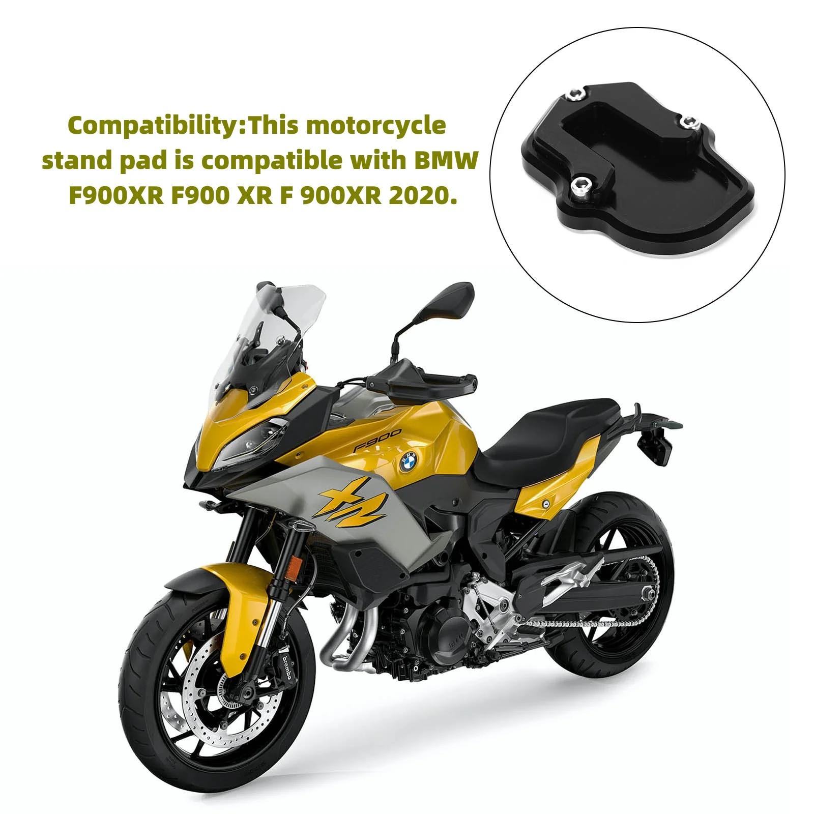 Motorcycle Kickstand Extender Foot Side Stand Extension Pad Support Plate Compatible With BMW F900XR F900XR F900XR 2020 (Black)