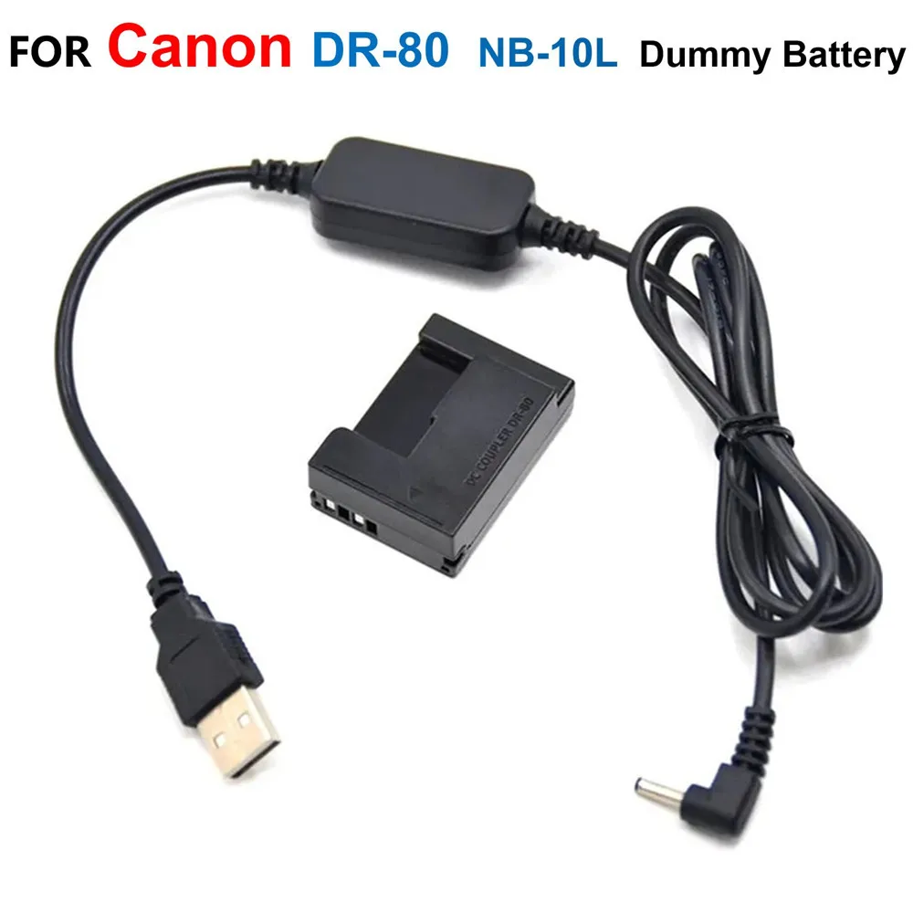 

5V USB Power Cable Adapter + DR-80 DC Coupler NB-10L Fake Battery For Canon Powershot G1X G3X G15 G16 SX40 SX50 SX60 Cameras