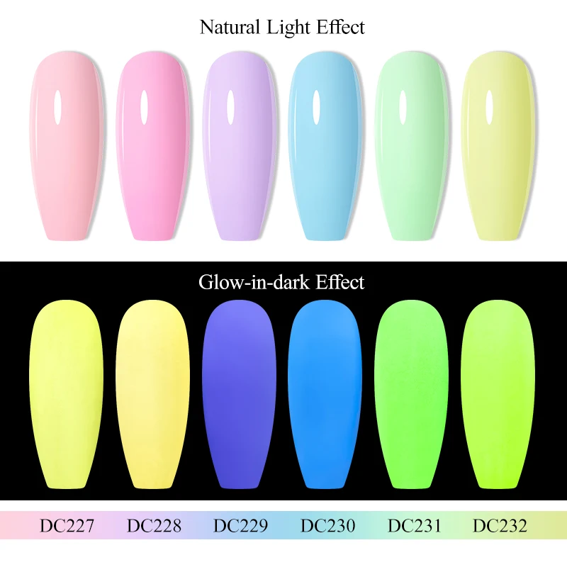 MEET ACROSS 야광 네일 광택제, 마카롱 형광, UV LED 네일 아트 바니시, 여름 매니큐어, 7ml