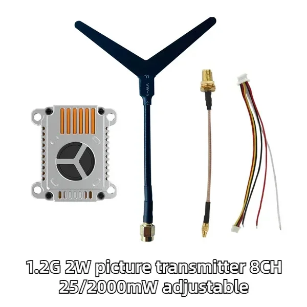 1.2GHZ 2W VTX Image Transmission Launch 9CH Drone Accessories VRX Receiver 25/2000mW Adjustable DMKR FPV Video Transmission Toy