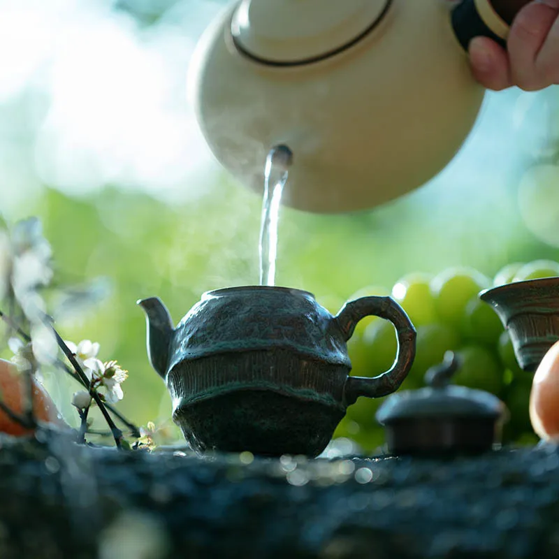 Fanyu Handmade Japanese Wabi-Sabi Style Ceramic Brown Letter-Style With Filter Ball Empty Bubble Teapot Kung Fu Teapot