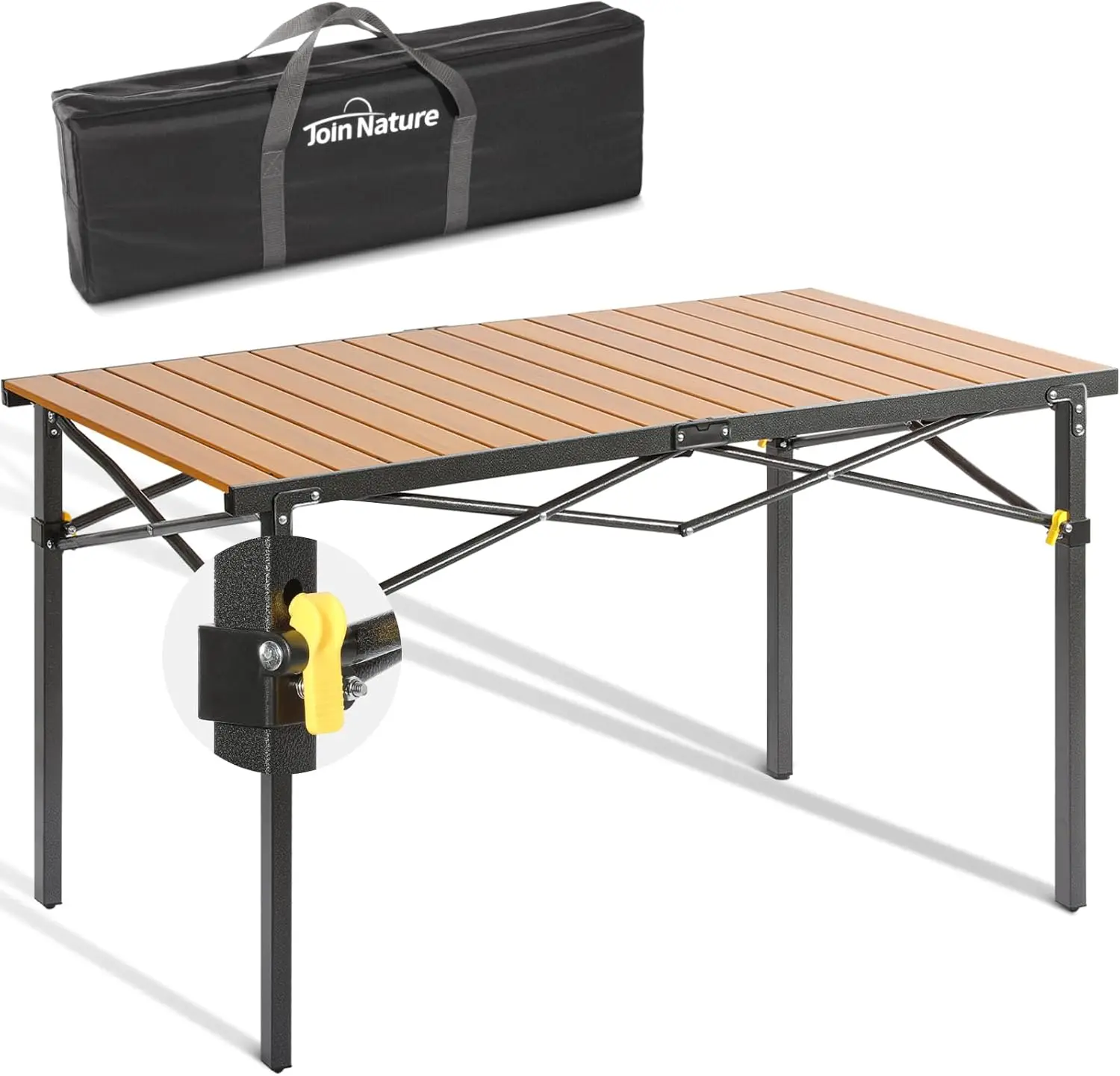 Table Large Table for 4-6 Person Portable Camp Table with Aluminum Roll Up Tabletop and Carry Bag for Outdoor,