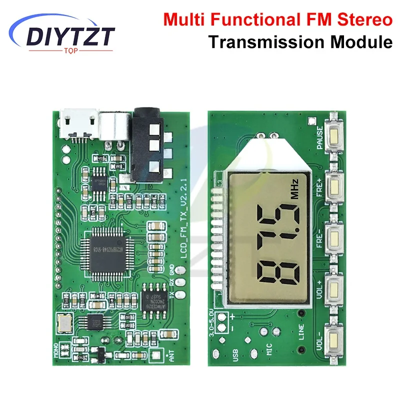 Módulo transmisor FM transmisor Digital estéreo FM micrófono inalámbrico placa de micrófono 3V-5V módulo FM 87.0MHz-108.0MHz
