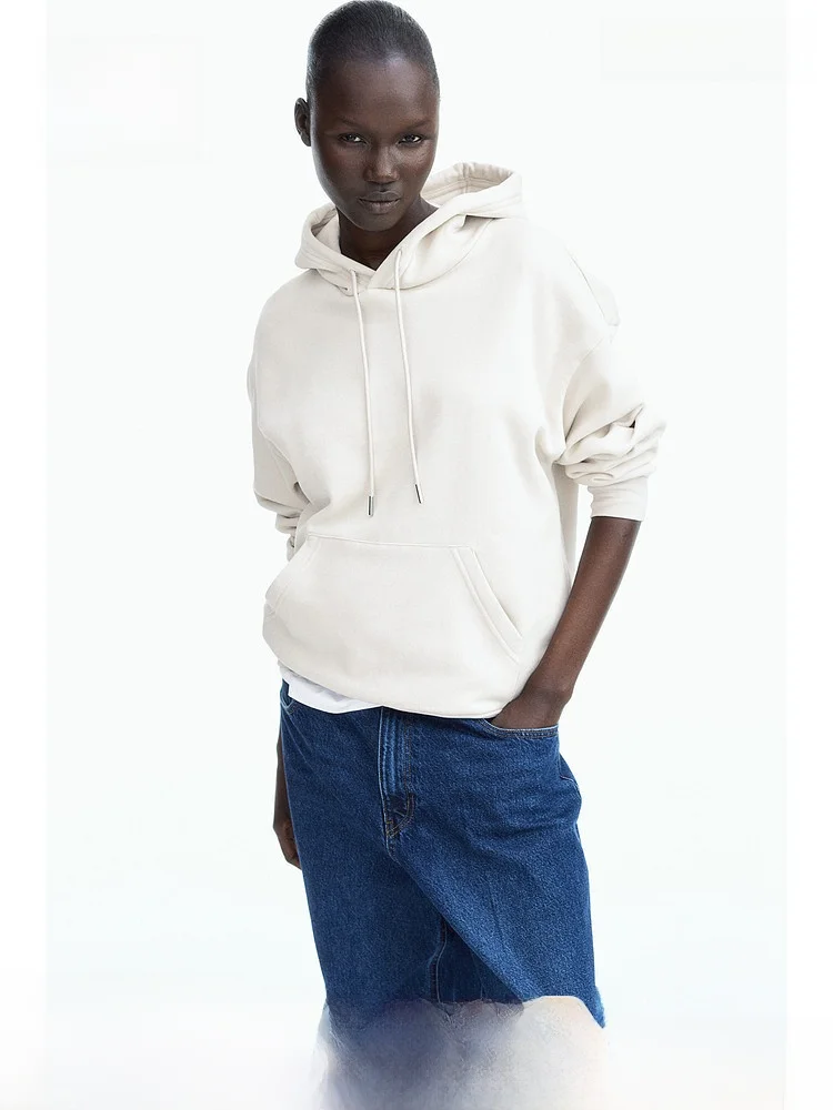 

Свободная повседневная модная толстовка с длинными рукавами для женщин H&M, весна 2024, смесовая ткань из хлопка и полиэстера, удобный крой