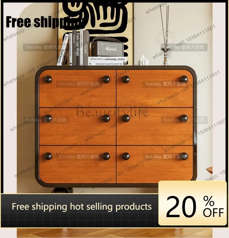 Factory Direct Medieval Color Contrast Creative Bucket Cabinet Living Room Six Drawer Entrance Cabinet