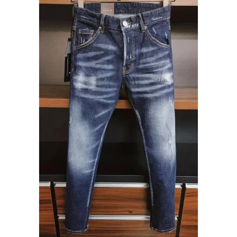 Mens Stretch Skinny Jeans Quality Men Classic Luxury Brand Blue Denim Pants Men Street Fashion Slim Fit Ripped Jeans Size 44-54