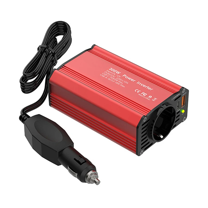 PD65W 300W Car Socket Charger Car Inverter DC 12V To AC 220V for Road Trips with Cigarette Lighter Plug USB QC 3.0 EU Sockets
