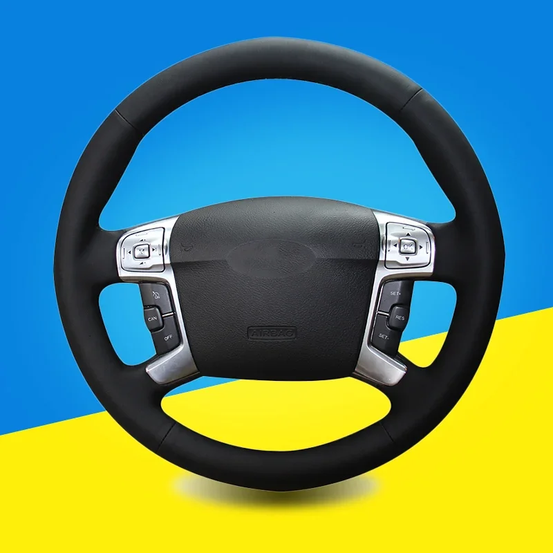 Custom Auto Braid Steering Wheel Cover for Ford Mondeo Mk4 2007-2012 S-Max 2008 Interior DIY Car Steering Wheel Covers Leather